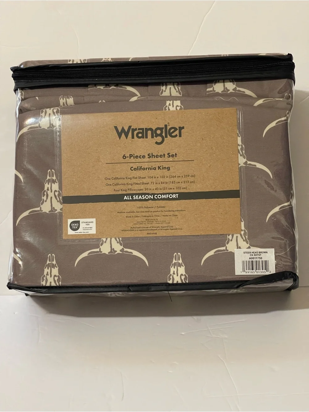 Wrangler Steer Head Western Cal/King 6 Piece Sheet Set - NWT **